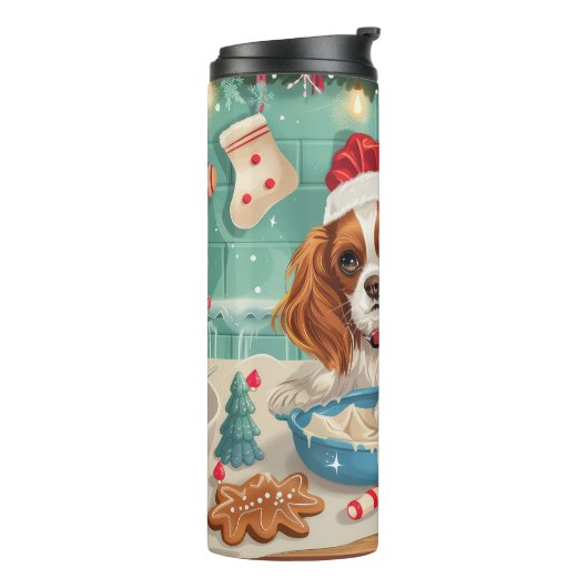 Cavalier King Charles Spaniel Bakken Kerstmis Thermosbeker (Gedraaid links)