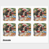 Cavalier King Charles Spaniel Bakken Kerstmis Vierkante Sticker (Vel)