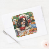Cavalier King Charles Spaniel Bakken Kerstmis Vierkante Sticker (Envelop)