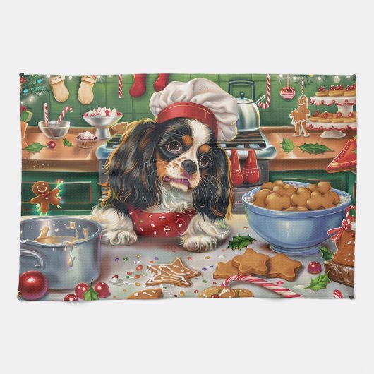 Cavalier King Charles Spaniel bakt Kerstmis Theedoek (Horizontaal)