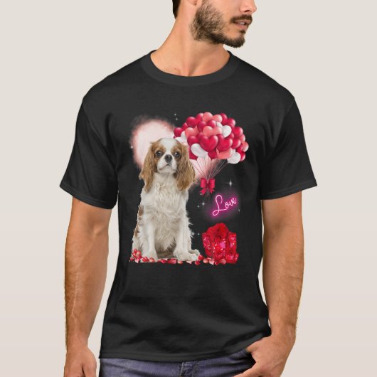 Cavalier King Charles Spaniel Balloon Heart Valent T-shirt (Voorkant)