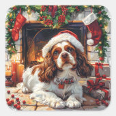 Cavalier King Charles Spaniel beroemd gemaakt door Vierkante Sticker (Voorkant)