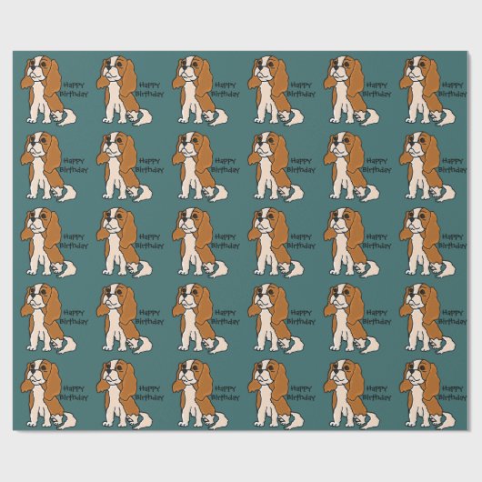 Cavalier King Charles Spaniel Birthday Gift Wrap Cadeaupapier (Vlak)