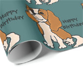 Cavalier King Charles Spaniel Birthday Gift Wrap Cadeaupapier (Rol Hoek)