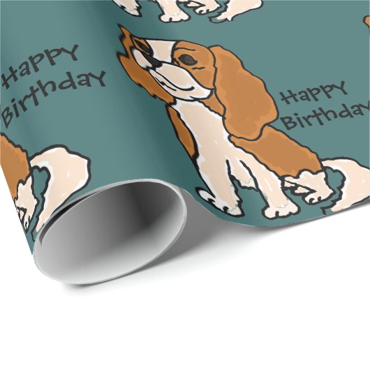 Cavalier King Charles Spaniel Birthday Gift Wrap Cadeaupapier (Rol Hoek)