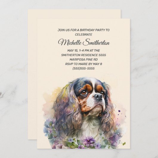 Cavalier King Charles Spaniel Birthday Kaart (Voorkant / Achterkant)