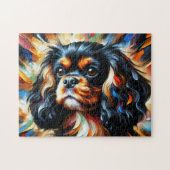 Cavalier King Charles Spaniel Black and Tan Kunst Legpuzzel (Horizontaal)
