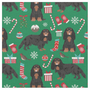 Cavalier King Charles Spaniel Black en tan xmas Stof