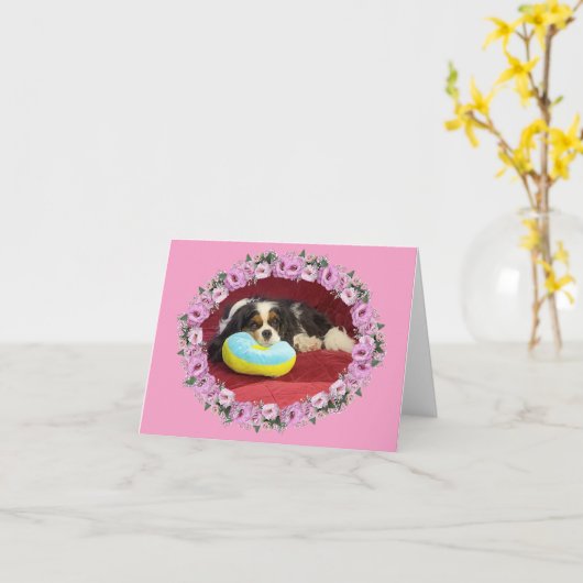 Cavalier King Charles Spaniel Blank Note Card Kaart (Gele Bloem)
