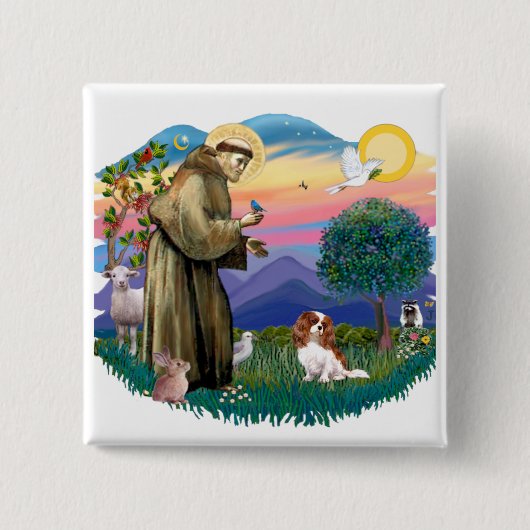 Cavalier King Charles Spaniel (Blenheim #2) Vierkante Button 5,1 Cm (Voorkant)