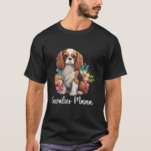 Cavalier King Charles Spaniel Bloemen Hond Mo T-shirt (Voorkant)