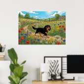 Cavalier King Charles Spaniel Bloemenweide Po Poster (Thuiskantoor)