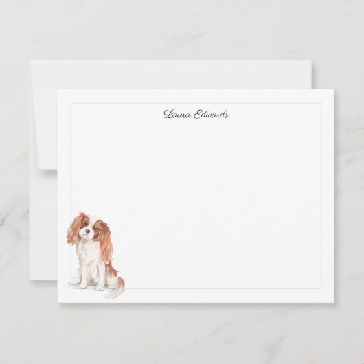 Cavalier King Charles Spaniel Blue Border Notitiekaartje (Voorkant)