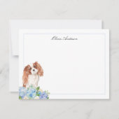 Cavalier King Charles Spaniel Blue Hydrangea Notitiekaartje (Voorkant)