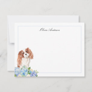 Cavalier King Charles Spaniel Blue Hydrangea Notitiekaartje