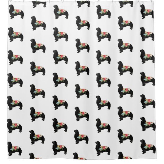 Cavalier King Charles Spaniel Bohemian Floral Douchegordijn (Voorkant)