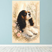 Cavalier King Charles Spaniel by the Window | Soft Canvas Afdruk (Insitu (Houten vloer))