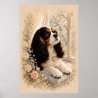 Cavalier King Charles Spaniel by the Window | Soft Poster