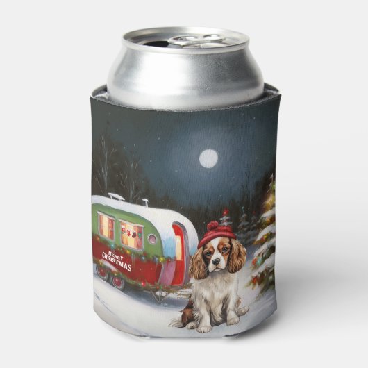 Cavalier King Charles Spaniel Caravan Kerstmis Blikjeskoeler (Blikje Voorkant)