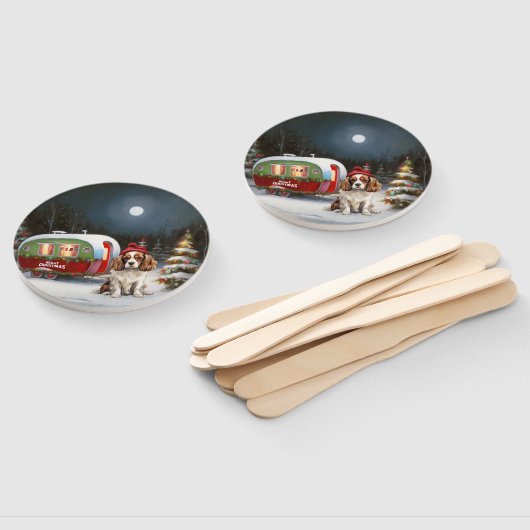 Cavalier King Charles Spaniel Caravan Kerstmis Handwaaier (Niet-gemonteerd)