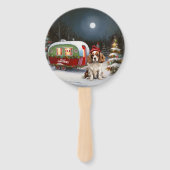 Cavalier King Charles Spaniel Caravan Kerstmis Handwaaier (Voorkant)