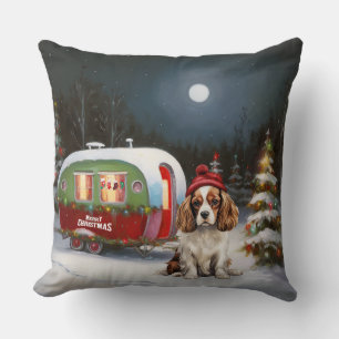 Cavalier King Charles Spaniel Caravan Kerstmis Kussen