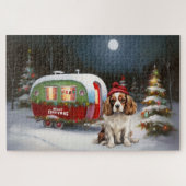 Cavalier King Charles Spaniel Caravan Kerstmis Legpuzzel (Horizontaal)