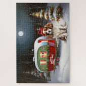 Cavalier King Charles Spaniel Caravan Kerstmis Legpuzzel (Verticaal)