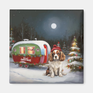 Cavalier King Charles Spaniel Caravan Kerstmis Magneet