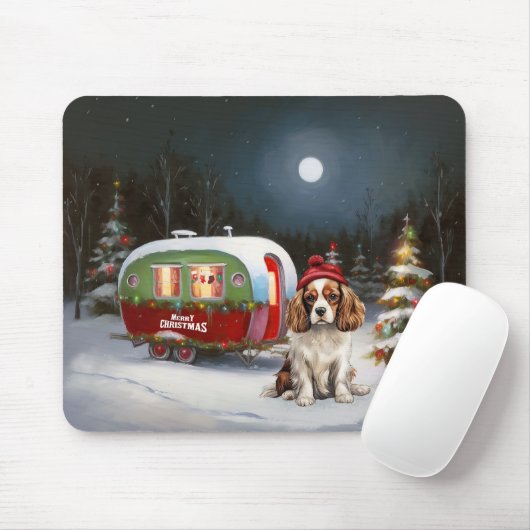 Cavalier King Charles Spaniel Caravan Kerstmis Muismat (Met muis)