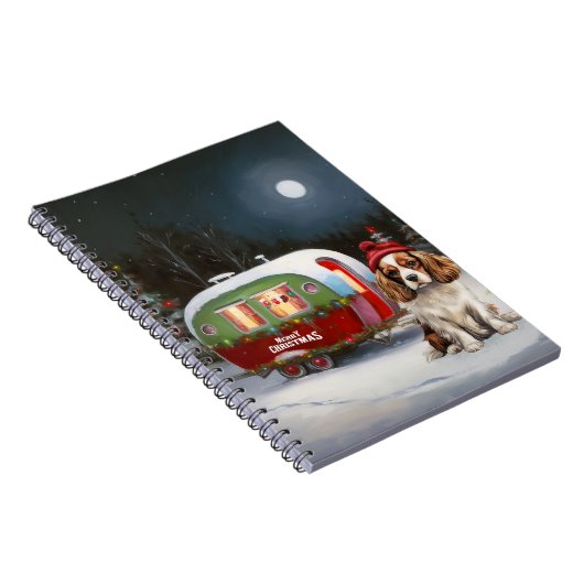 Cavalier King Charles Spaniel Caravan Kerstmis Notitieboek (Rechterzijde)