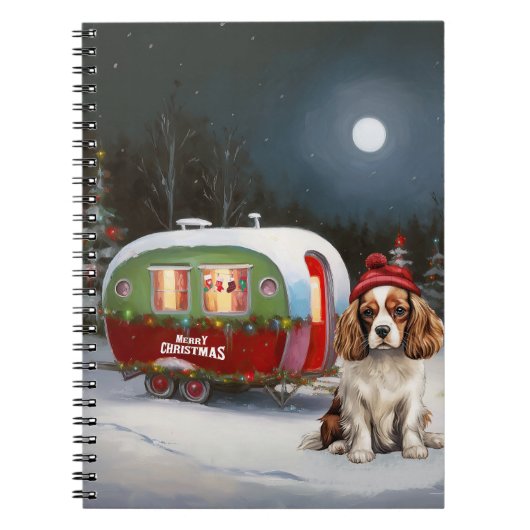 Cavalier King Charles Spaniel Caravan Kerstmis Notitieboek (Voorkant)