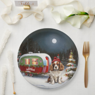 Cavalier King Charles Spaniel Caravan Kerstmis Papieren Bordje