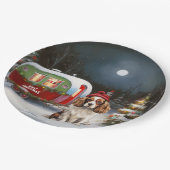 Cavalier King Charles Spaniel Caravan Kerstmis Papieren Bordje (Gekanteld)