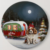 Cavalier King Charles Spaniel Caravan Kerstmis Ronde Button 6,0 Cm (Voorkant)