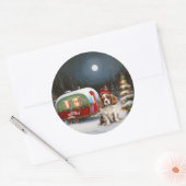 Cavalier King Charles Spaniel Caravan Kerstmis  Ronde Sticker (Envelop)