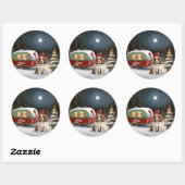 Cavalier King Charles Spaniel Caravan Kerstmis  Ronde Sticker (Vel)