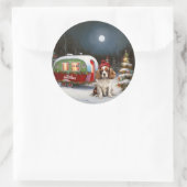 Cavalier King Charles Spaniel Caravan Kerstmis  Ronde Sticker (Tas)