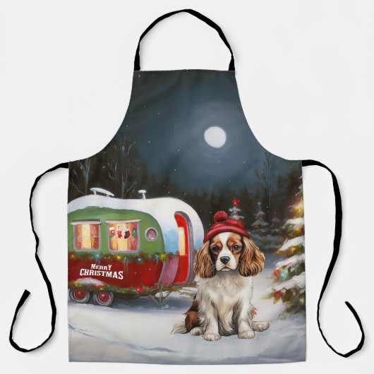 Cavalier King Charles Spaniel Caravan Kerstmis Schort (Voorkant)