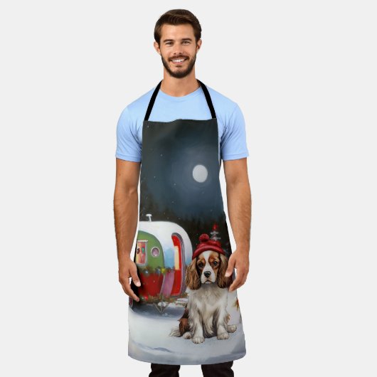 Cavalier King Charles Spaniel Caravan Kerstmis Schort (Gedragen)