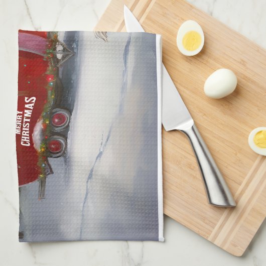 Cavalier King Charles Spaniel Caravan Kerstmis Theedoek (Quarter Fold)