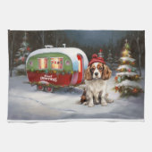 Cavalier King Charles Spaniel Caravan Kerstmis Theedoek (Horizontaal)