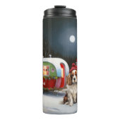 Cavalier King Charles Spaniel Caravan Kerstmis Thermosbeker (Voorkant)