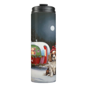 Cavalier King Charles Spaniel Caravan Kerstmis Thermosbeker