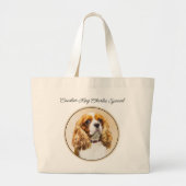 Cavalier King Charles Spaniel Cav Dog Art Painting Grote Tote Bag (Voorkant)