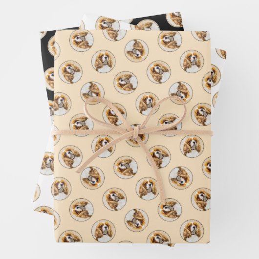 Cavalier King Charles Spaniel Cav Dog Art Painting Inpakpapier Vel (In situ)