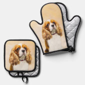 Cavalier King Charles Spaniel Cav Dog Art Painting Ovenwant & Pannenlap Set (Voorkant / Achterkant)