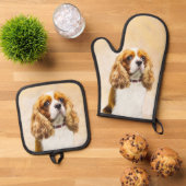 Cavalier King Charles Spaniel Cav Dog Art Painting Ovenwant & Pannenlap Set (Top down)