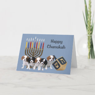 Cavalier King Charles Spaniel Chanukah Card Menora Feestdagen Kaart