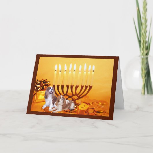 Cavalier King Charles Spaniel Chanukah Kaart Menor (Voorkant)
